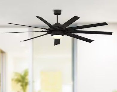 Photo 1 of *SEE NOTES* Fanimation Studio Collection Slinger v2 72-in Matte Black Color-changing Integrated LED Indoor/Outdoor Ceiling Fan with Light and Remote (9-Blade)
