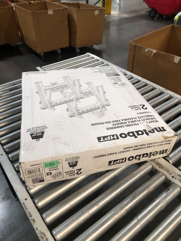 Photo 4 of (READ FULL POST) Metabo HPT Sawhorses 2 Pack Folding Heavy Duty, Weather-Resistant Lightweight Portable, 1200Lb Capacity, Saw horses brackets 2x4, Built-in Saw Horse Shelf and Cord Hooks, Fold Flat, 115445M
