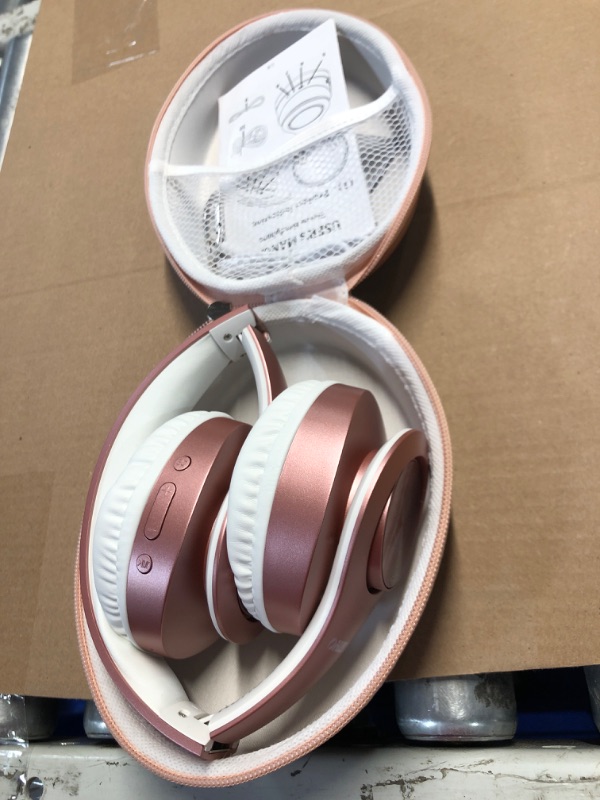 Photo 2 of (MISSING CHARGER) TUINYO Bluetooth Headphones Wireless, Over Ear Stereo Wireless Headset 40H Playtime with deep bass, Soft Memory-Protein Earmuffs, Built-in Mic Wired Mode PC/Cell Phones/TV- Rose Gold
