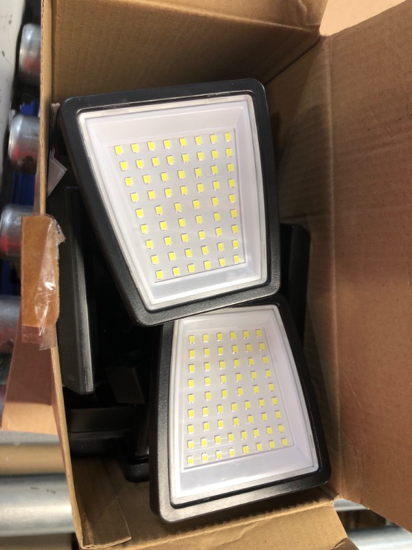 Photo 2 of **DAMAGED READ NOTES**Tuffenough Solar Outdoor Lights 2500LM 210 LED Security Lights with Remote Control,3 Heads Motion Sensor Lights, IP65 Waterproof,270° Wide Angle Flood Wall Lights with 3 Modes(2 Packs)