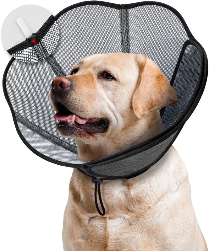 Photo 1 of **DOES NOT HOLD SHAPE**
MIDOG Dog Cone Collar for Large Medium Dogs, Soft Dog Cone Alternative After Surgery, Adjustable Protective Pet Recovery Collar with PVC Fixing Strip, Lightweight E Collar to Stop Licking(Gray, XL)