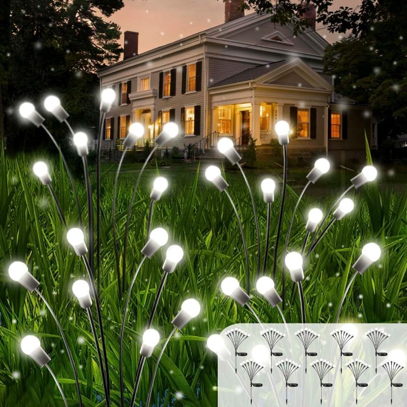 Photo 1 of  10pack 80LED Solar Garden Lights - Solar Lights Outdoor, Solar Firefly Lights, Solar Swaying Light, Sway by Wind, Solar Fairy Lights Waterproof for Garden Pathway Decoration(Cool White)
