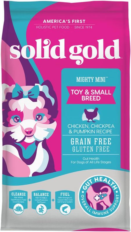 Photo 1 of **NONREFUNDABLE** Solid Gold Mighty Mini Small Breed Dog Food - Dry Dog Food for Any Toy Breed - for Gut Health & Sensitive Stomach Support - Digestive Probiotics for Dogs - Grain & Gluten Free Recipe 11LBS
