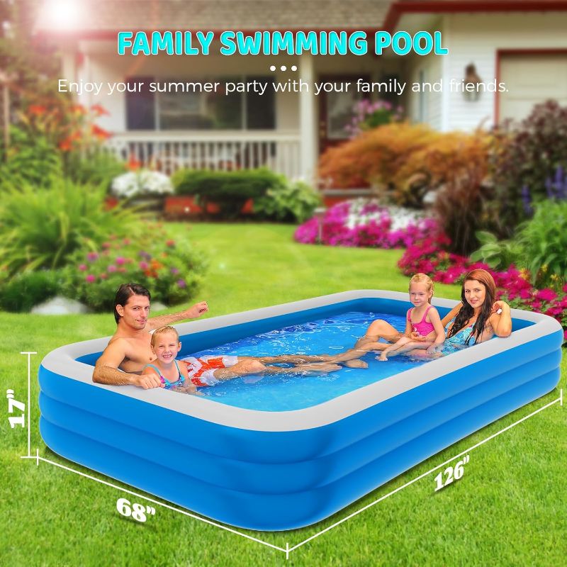 Photo 1 of ***STOCK PHOTO REFERENCE ONLY*** Inflatable Pool , 130" X 72" X 22" Oversized Thickened Blow-Up Pool for Kids, Adults, Swimming Pool for Outdoor, Garden, Backyard, Summer Water Party
