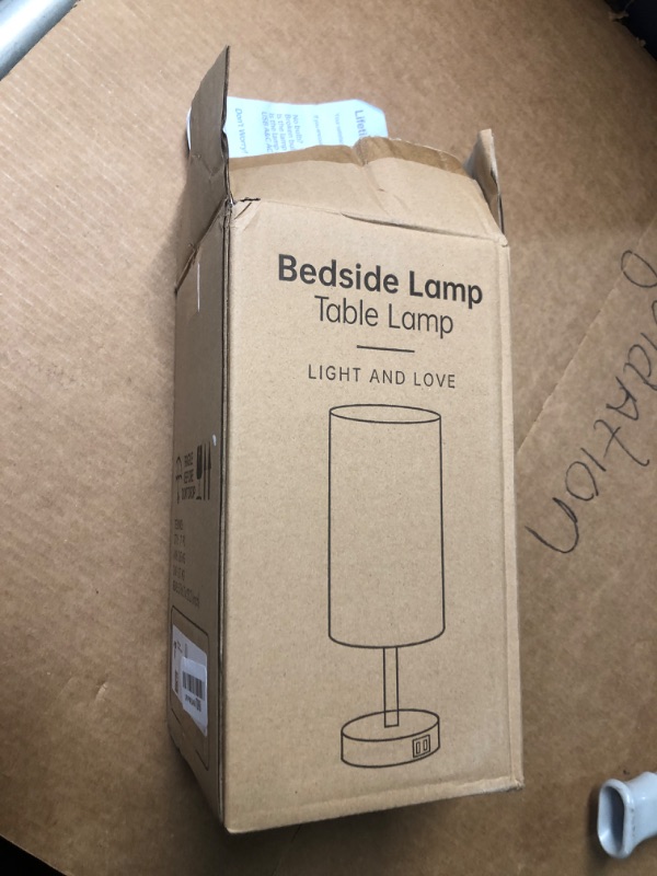 Photo 2 of ?Upgraded?Bedside Lamp Touch Control Table Lamp with USB A+C Charging Ports and AC Outlet 3-Way Dimmable Nightstand Lamp with Linen Fabric Shade for Bedroom Living Room(E26 Light Bulb Included)