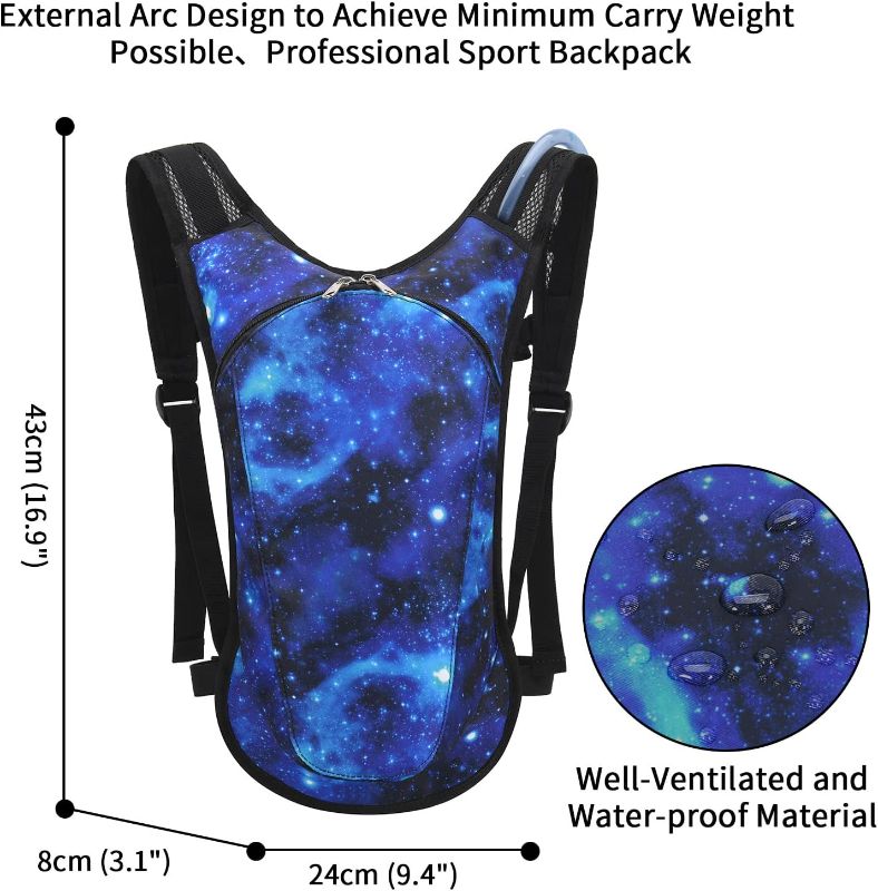 Photo 4 of (READ FULL POST) Roptat Hydration Backpack Pack with 2L Hydration Bladder - Lightweight Water Backpack Keeps Water Cool up to 4 Hours Pouch for Women Men Running Riding Biking (Black) (2-pack Galaxy)