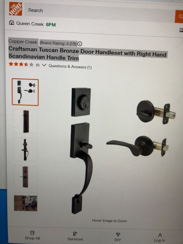 Photo 1 of 
Copper Creek
(Brand Rating: 4.2/5)
Craftsman Tuscan Bronze Door Handleset with Right Hand Scandinavian Handle Trim