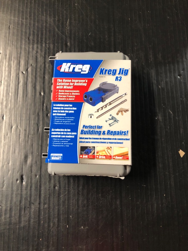 Photo 3 of *****factory sealed*****
Kreg R3 Jr. Pocket-Hole Jig System - Portable Kreg Pocket-Hole Jig - Easy Clamping & Adjusting - Includes Positioning Sliders - For Materials 1/2" to 1 1/2" Thick