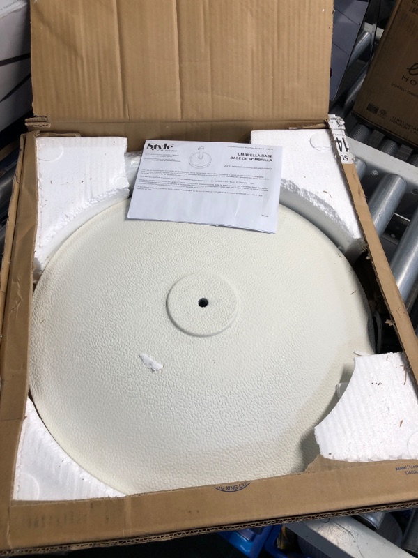 Photo 1 of (missing pieces)Style Selections Umbrella base White Patio Umbrella Base