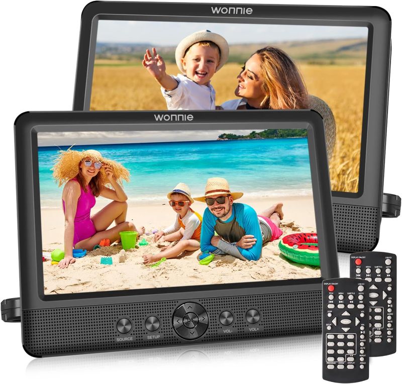 Photo 1 of (used)WONNIE 10.5" Two DVD Players Dual Screen for Car Portable CD Player Play a Same or Two Different Movies 