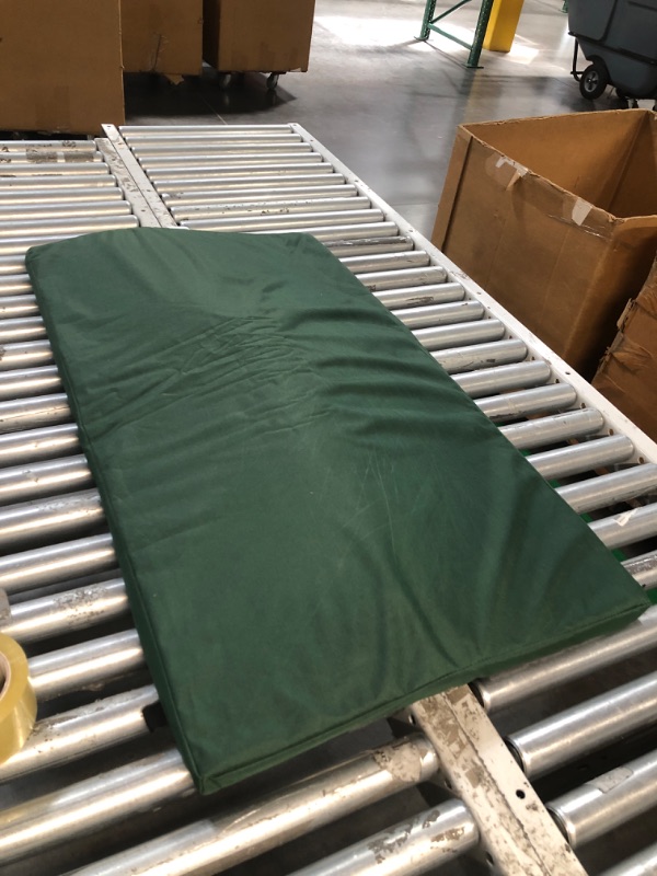 Photo 2 of (READ FULL POST) Furhaven Water-Resistant Dog Bed for Large Dogs w/ Removable Washable Cover, Perfect for Crates & Kennels, For Dogs Up to 90 lbs - Two-Tone Reversible Crate Pad - Green/Gray, Extra Large 42.0"L x 24.0"W x 1.3"Th Green/Gray