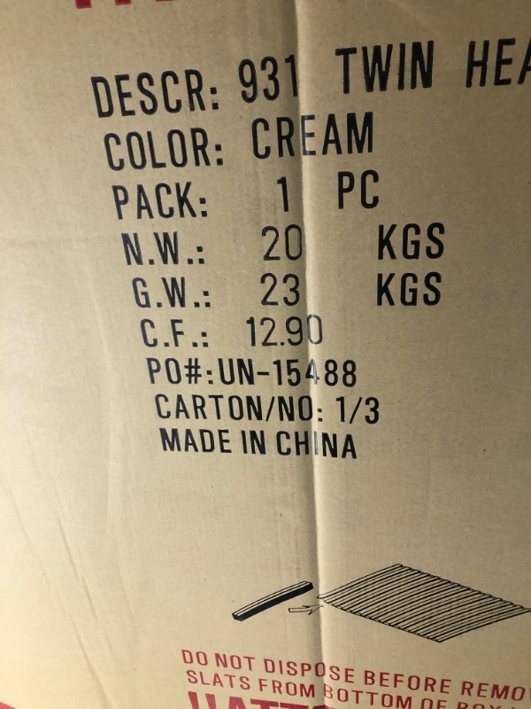 Photo 2 of ***INCOMPLETE - BOX 1 OF 3 ONLY - PARTIAL SET - CANNOT BE FULLY ASSEMBLED***
Meridian Furniture Dane Collection Modern | Contemporary Bed with Soft Plush Teddy Fabric, 66" W x 96" D x 42" H, Cream Cream 66" W x 96" D x 42" H