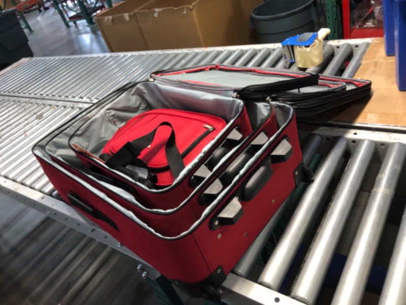 Photo 5 of ***USED - DIRTY - DAMAGED - SEE PICTURES***
Rockland Journey Softside Upright Luggage Set,Expandable, Red, 4-Piece (14/19/24/28) 4-Piece Set (14/19/24/28) Red