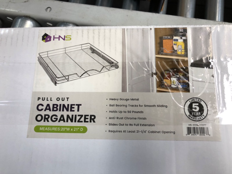 Photo 1 of HOLDN' STORAGE Pull Out Cabinet Organizer, Heavy Duty Caddy w/Lifetime Limited Warranty -20”W x 21”D - Requires At Least 21-1/4” Cabinet Opening, Steel Metal Cabinet Drawers Slide Out, Chrome 20"W x 21"D