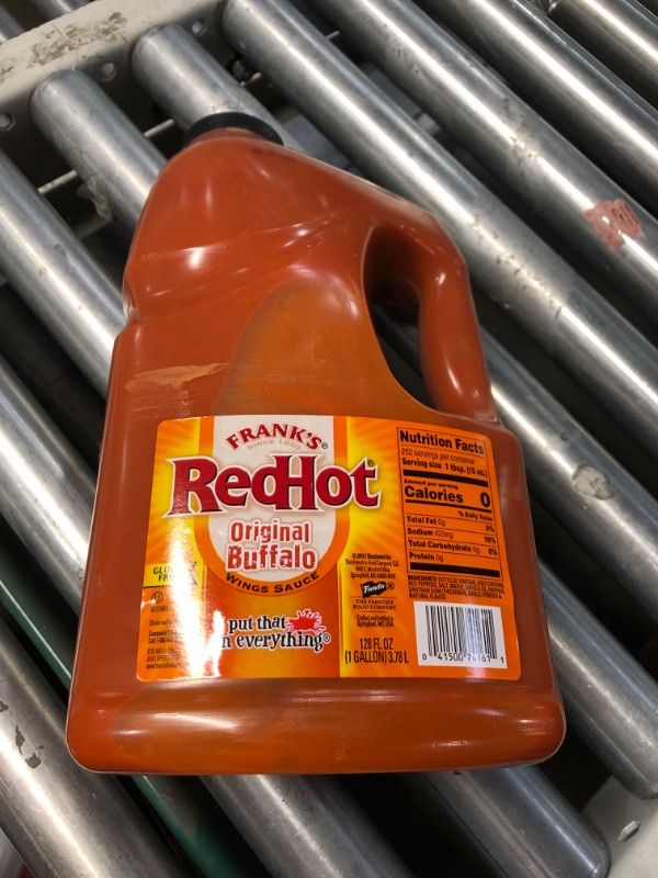 Photo 1 of **NO RETURNS**EXP 3/15/25**Frank's RedHot Original Buffalo Wings Sauce, 1 gal - 1 Gallon Bulk Container of Buffalo Hot Sauce with a Bold, Spicy Flavor Perfect for Wings, Dressings, Dips and More Original Buffalo 1 Gallon (Pack of 1)