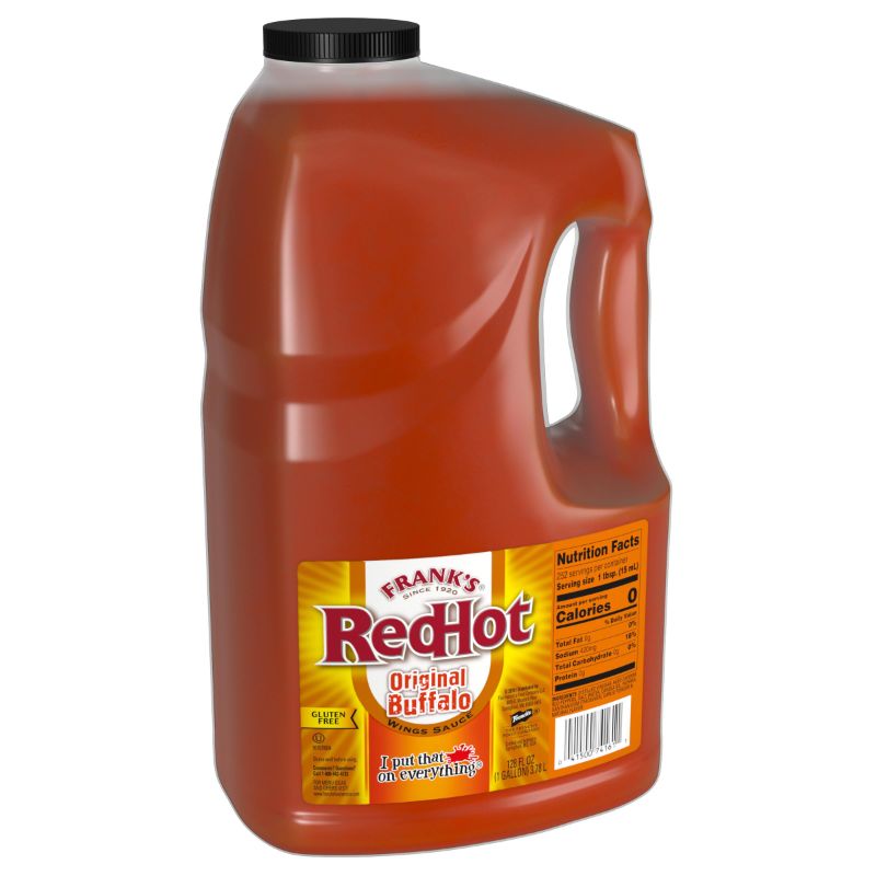 Photo 1 of **NO RETURNS**EXP 3/15/25**Frank's RedHot Original Buffalo Wings Sauce, 1 gal - 1 Gallon Bulk Container of Buffalo Hot Sauce with a Bold, Spicy Flavor Perfect for Wings, Dressings, Dips and More Original Buffalo 1 Gallon (Pack of 1)