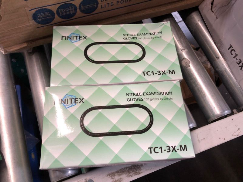 Photo 2 of **BUNDLE**(2 boxes) FINITEX Nitrile Disposable Medical Exam Gloves 4 mil Powder-free Latex-Free 100 PCS (per box) Size Medium