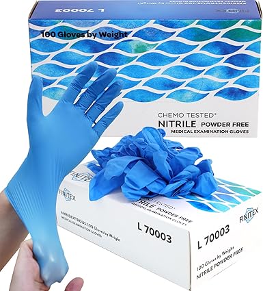 Photo 1 of **BUNDLE**(2 boxes) FINITEX Nitrile Disposable Medical Exam Gloves 4 mil Powder-free Latex-Free 100 PCS (per box) Size Medium