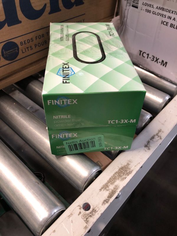Photo 1 of **BUNDLE**(2 boxes) FINITEX Nitrile Disposable Medical Exam Gloves 4 mil Powder-free Latex-Free 100 PCS (per box) Size Medium