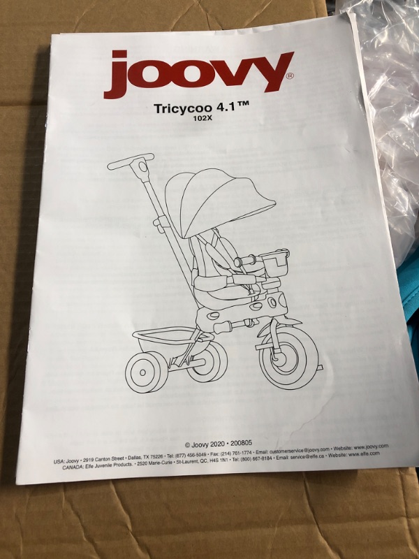 Photo 3 of **APPEARS USED**
Joovy Tricycoo 4.1 Kids Tricycle with 4-Stages Featuring Extra-Wide Front Tire, Canopy (Blue)