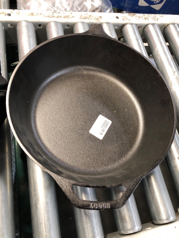 Photo 3 of **DAMAGED READ NOTES**Lodge 5 Quart Pre-Seasoned Cast Iron Deep Skillet - Signature Teardrop Handle & Assist Handle - Use in the Oven, on the Stove or Grill, or Over a Campfire - Black