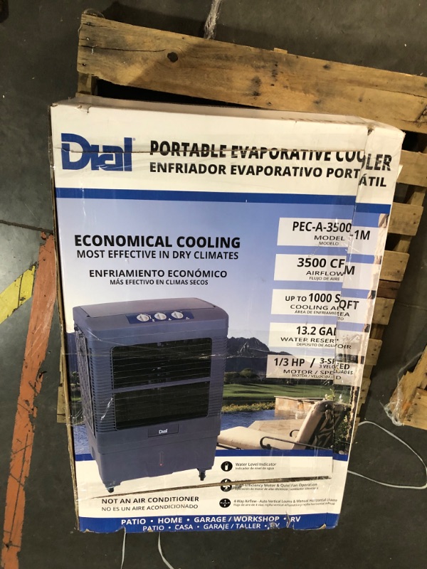 Photo 2 of **MINOR DAMAGE PREV USED**
Dial 3-Speed Portable Evaporative Cooler - Up to 500 sqft, 1300 CFM - PEC-A-1300-1M