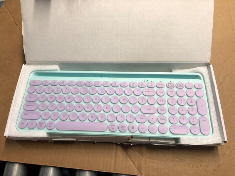 Photo 2 of ***USED NOT TESTED*** seenda Bluetooth Keyboard for iPad, 2.4G + Bluetooth Multi-Device Typewriter Keyboard with Number Pad, Tablet Holder for iPad Tablet, Andriod Phone, MacBook/Windows PC Desktop, Barbie Purple