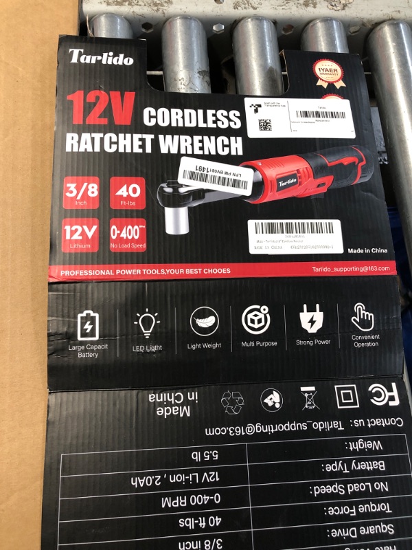 Photo 2 of **NON-REFUNDABLE, PARTS ONLY** 3/8" Electric Ratchet Wrench, 4" Extended 40 Ft-Lbs 400 RPM 12V Cordless Battery Powered Ratchet Wrench Set with LED Light, Including 2 Batteries, 11 Sockets and Fast Charge 3/8“ Electric Wrench