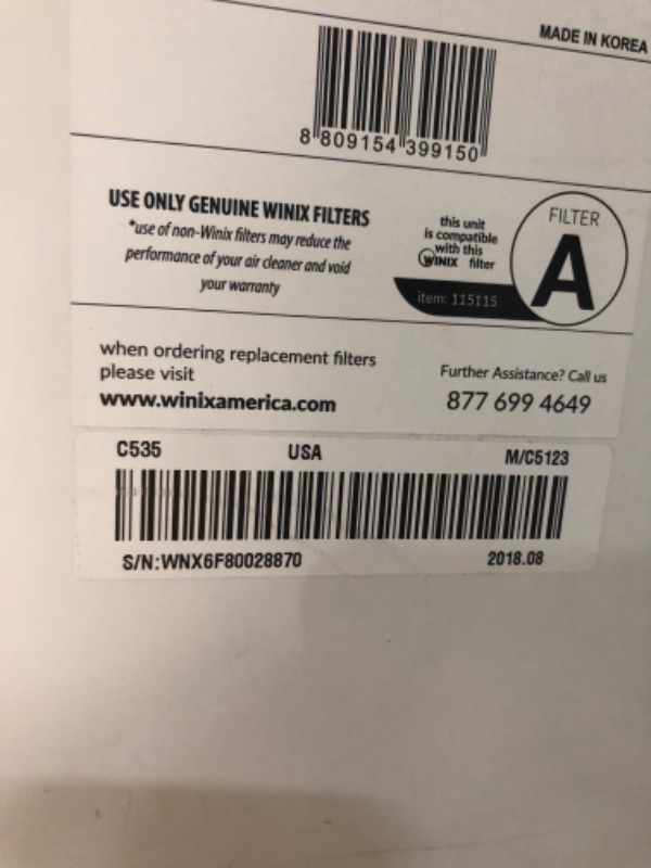 Photo 4 of ***ITEM TESTED FOR POWER, UNABLE TO TEST FURTHER***
LEVOIT Air Purifiers for Home Large Room Up to 1800 Ft² in 1 Hr with Washable Filters, Smart WiFi, Vital 200S-P, White