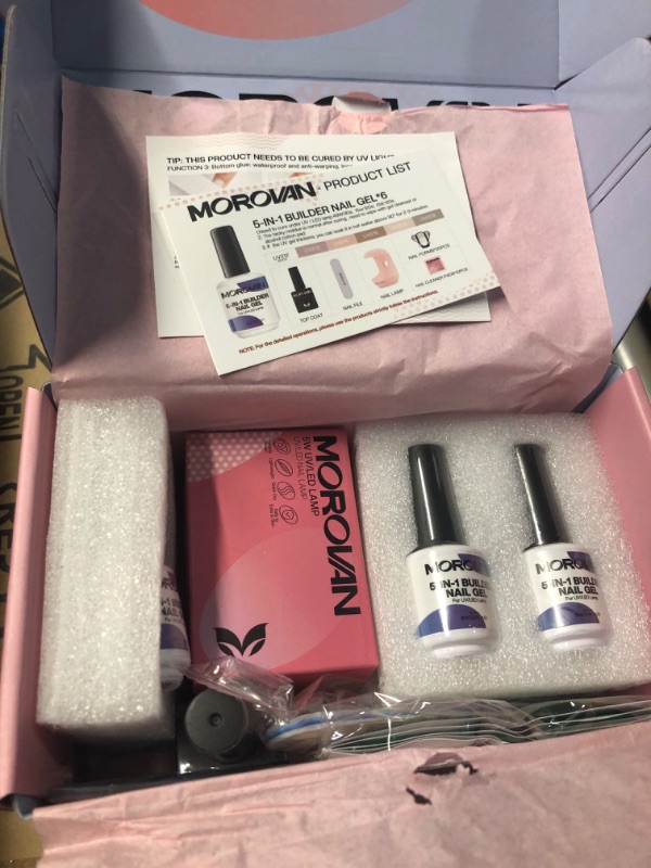 Photo 2 of ***STOCK PHOTO REFERENCE ONLY***
2 PACK Morovan 5 in 1 Builder Gel Nail Kit: 6 Colors Builder Gel for Nails with Top Coat UV LED Builder Nail Gel 