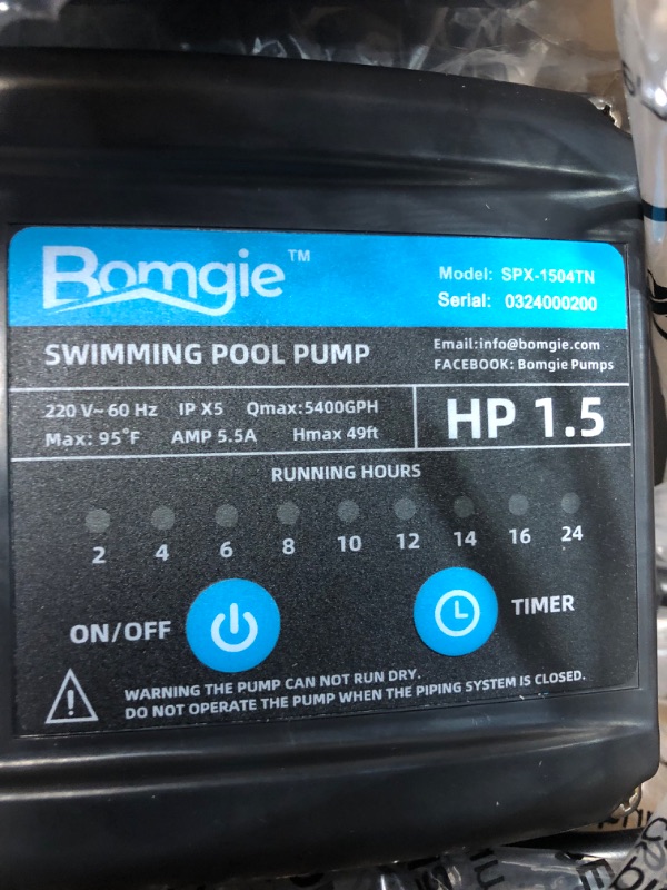 Photo 1 of ***USED UNKNOWN MISSING PARTS***in/Above Ground Pool Pump,3 HP with Timer 220V, 7860 GPH Pool Pump,Powerful Self Priming Swimming Pool Pumps with Filter Strainer Basket, Low Noise 1.5"/2” Inlet/Outlet
