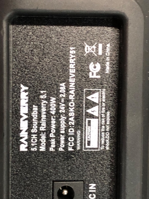 Photo 10 of ***HEAVILY USED AND SCRATCHED - POWERS ON - UNABLE TO TEST FURTHER - SEE PICTURES***
5.1 CH Surround Sound Bar with Dolby Audio, Sound Bars for TV, Wireless Subwoofer & Rear Speaker, Dolby Digital Plus