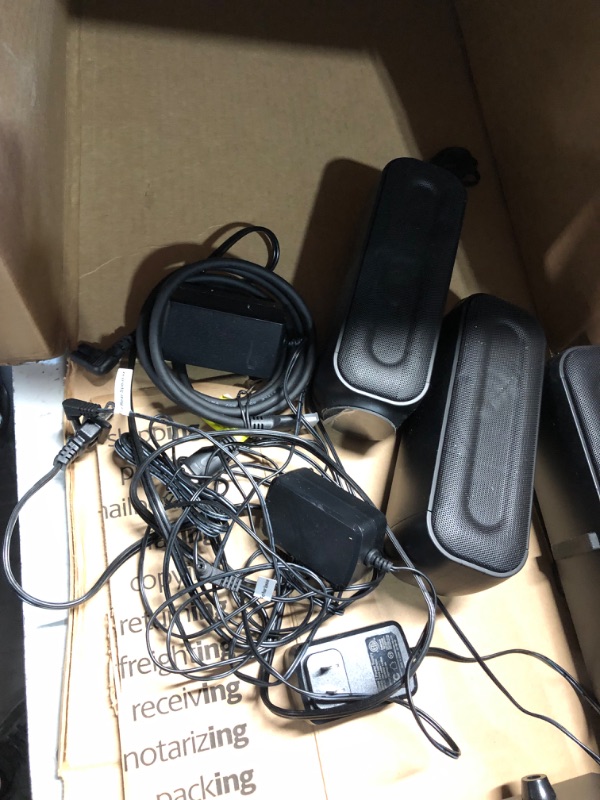 Photo 1 of ***HEAVILY USED AND SCRATCHED - POWERS ON - UNABLE TO TEST FURTHER - SEE PICTURES***
5.1 CH Surround Sound Bar with Dolby Audio, Sound Bars for TV, Wireless Subwoofer & Rear Speaker, Dolby Digital Plus