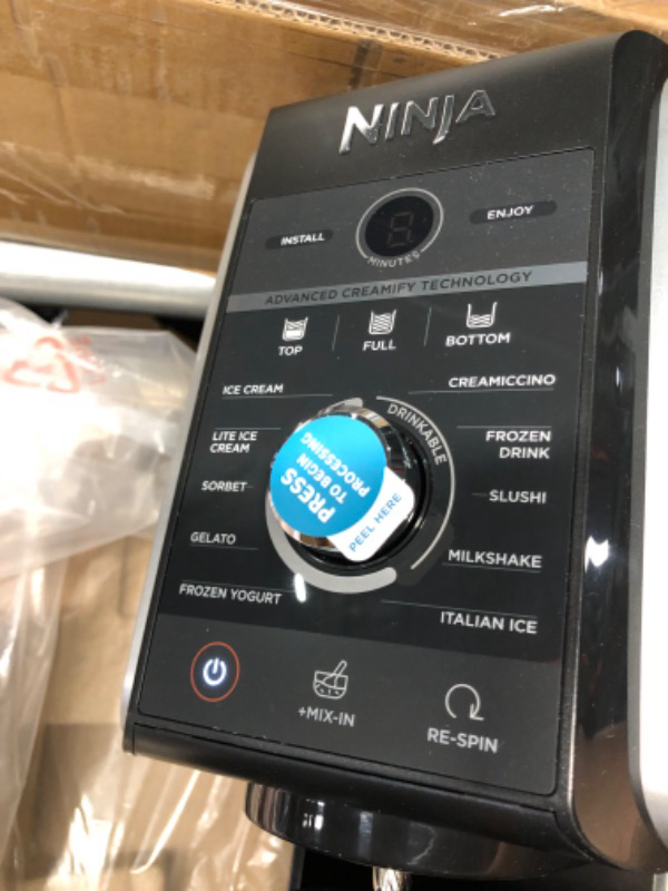 Photo 3 of ***USED - MISSING PINT BOWLS - SEE PICTURES - POWERS ON - UNABLE TO TEST FURTHER***
SE Ninja NC501 CREAMi Deluxe 11-in-1 Ice Cream & Frozen Treat Maker for Ice Cream, Sorbet, Milkshakes, Frozen Drinks