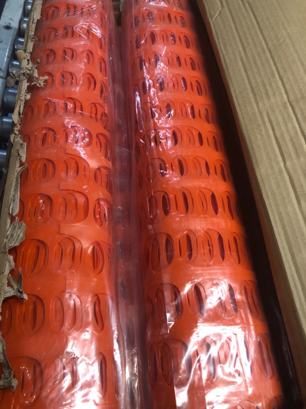 Photo 2 of (2 Pack) - 4'x100' Orange Safety Fence - Plastic Mesh Roll Construction Barrier Netting, Reusable