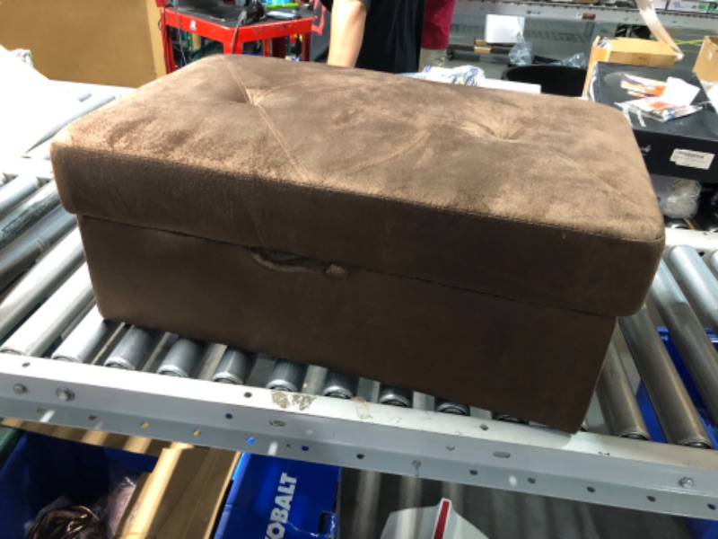 Photo 5 of ***USED - LIKELY MISSING PARTS - UNABLE TO VERIFY FUNCTIONALITY***
28.5'' Ottoman with Storage, Flannel Ottoman Foot Rest for Living Room Upholstered Footstool, Perfect Storage Ottoman Bench Bag Floor Chair for Bedroom or Entryway, Chocolate