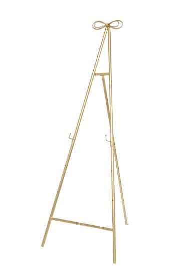 Photo 1 of (READ FULL POST) DecMode 25" x 65" Gold Metal Tall Adjustable Display Stand 3 Tier Easel with Bow Top, 1-Piece
