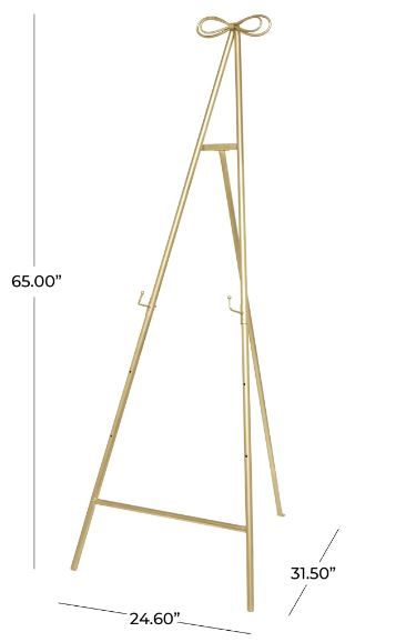 Photo 5 of (READ FULL POST) DecMode 25" x 65" Gold Metal Tall Adjustable Display Stand 3 Tier Easel with Bow Top, 1-Piece
