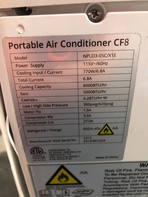 Photo 3 of ***NONREFUNDABLE - PARTS ONLY - SEE COMMENTS***
Portable Air Conditioners, 10000 BTU Portable AC for Room up to 450 Sq. Ft., 3-in-1 AC Unit, Dehumidifier & Fan with Digital Display, Remote Control, Window Installation Kit, 24H Timer, Sleep Mode Classic