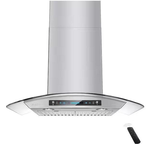 Photo 1 of 29.3 in. Wall Mount Range Hood Tempered Glass 900 CFM in Stainless Steel with LED Light and Remote Control