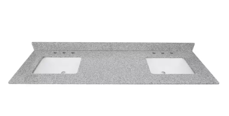 Photo 1 of [READ NOTES FOR DAMAGE]**
73 in. W x 22 in D Granite White Rectangular Double Sink Vanity Top in Gray
