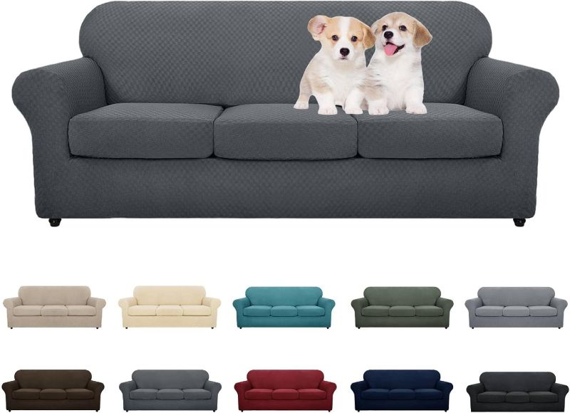 Photo 1 of *****STOCK IMAGE FOR SAMPLE*****
hyha Individual Couch Cushion Covers, Stretch Sofa/Couch Seat Cushion Covers, Magic Sofa Covers Washable, Dog Couch Cushion Covers for Sofa with Elastic Bottom(3 Cushion Sofa, Grey) Grey 3 Cushion Sofa