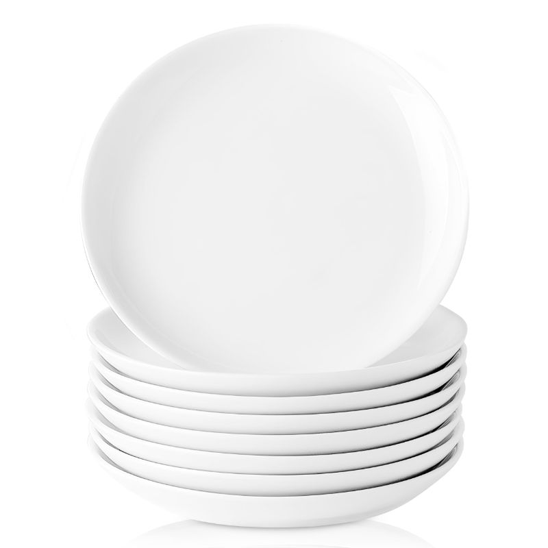 Photo 1 of 8-Piece Ceramic Appetizer Plates 5.6 Inch, Small Mini Dessert Plates Dinner Plates, Lightweight Round White Plates for Bread, Butter, Dinnerware Saucer Sets 8-Piece 5.6 inch