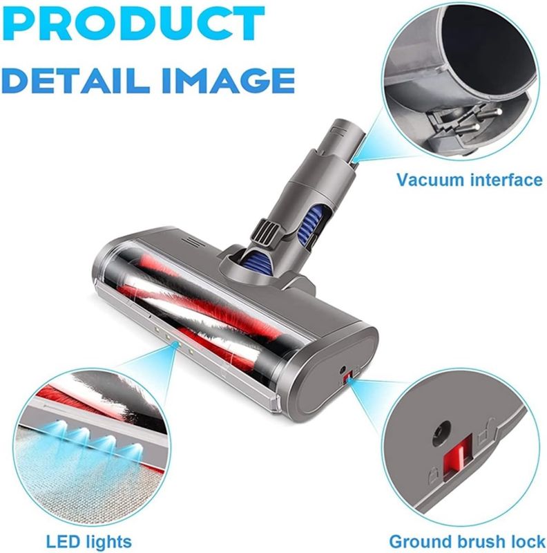 Photo 5 of (READ FULL POST) Vacuum Attachments for Dyson V6 Cleaners, Brush Motorhead Head with LED Lights for Hardwood Floor and Carpet, V Shape Bristle Roller Replacement Parts for DC59 DC61 DC62 DC74