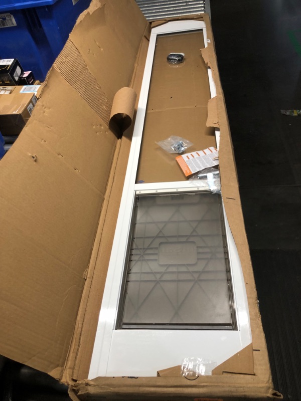 Photo 2 of ***USED - LIKELY MISSING PARTS - UNABLE TO VERIFY FUNCTIONALITY***
PetSafe 1-Piece Sliding Glass Pet Door for Dogs & Cats - Adjustable Height 91 7/16" to 96"- Large-Tall, White, No-Cut Install, Aluminum Patio Panel Insert, Great for Renters or Seasonal In