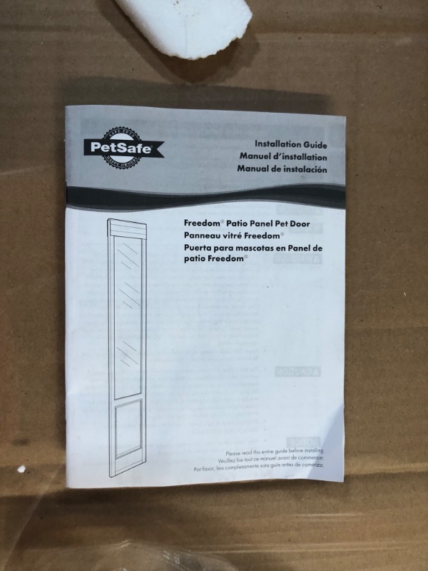 Photo 6 of ***USED - LIKELY MISSING PARTS - UNABLE TO VERIFY FUNCTIONALITY***
PetSafe 1-Piece Sliding Glass Pet Door for Dogs & Cats - Adjustable Height 91 7/16" to 96"- Large-Tall, White, No-Cut Install, Aluminum Patio Panel Insert, Great for Renters or Seasonal In