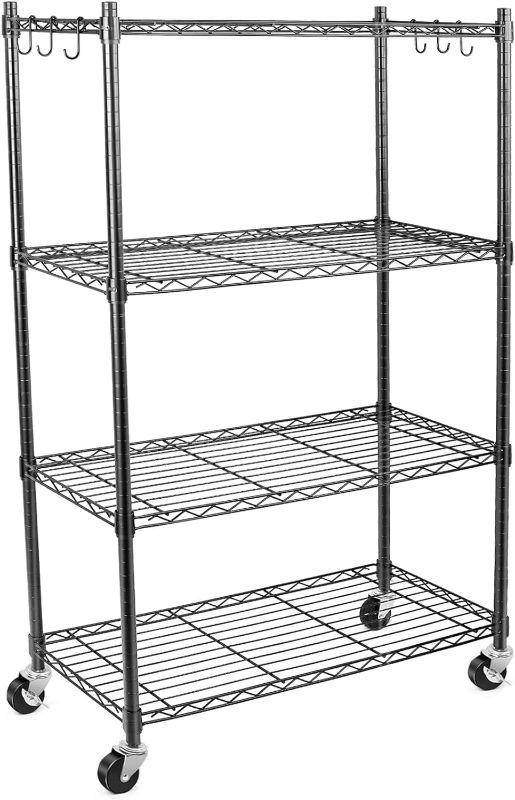 Photo 1 of (READ FULL POST) WDT Shelving Storage Units on Wheels Casters, Adjustable Heavy Duty Metal Shelf Wire Storage Rack for Home Office Garage Kitchen Bathroom Organization,Black 14" W*36" D*57" H