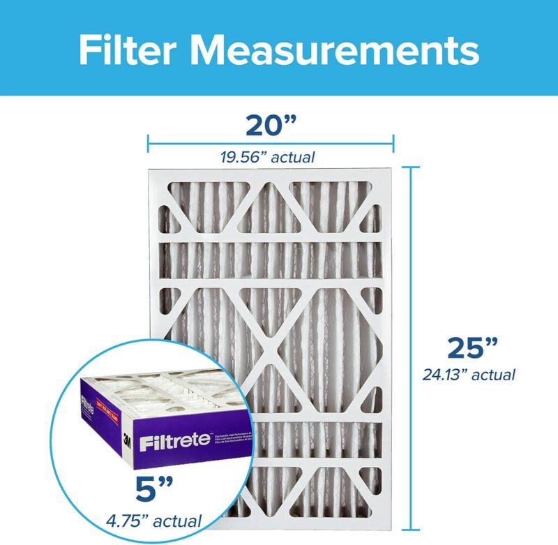 Photo 4 of (READ FULL POST) Filtrete 20x25x5 Air Filter MPR 1550 DP MERV 12, Healthy Living Ultra Allergen Deep Pleat, 1-Pack, Fits Lennox & Honeywell Devices (exact dimensions 19.56 x 24.19 x 4.69)
