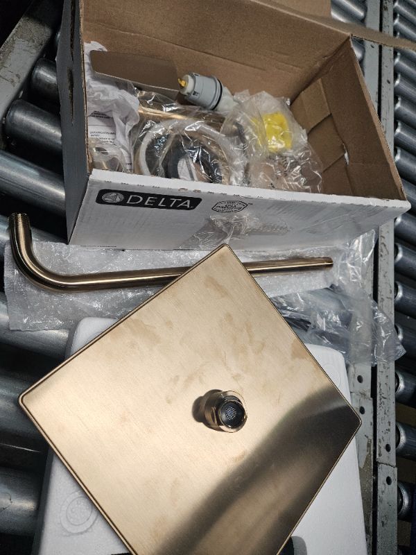 Photo 1 of Delta Faucet Modern Raincan Square Single-Function Shower Valve Trim Kit Gold, Shower Faucet Set, Rainfall Shower Head Gold, Delta Shower Kit, Champagne Bronze T14268-CZ-PP (Valve Not Included) Champagne Bronze Rain Shower Head