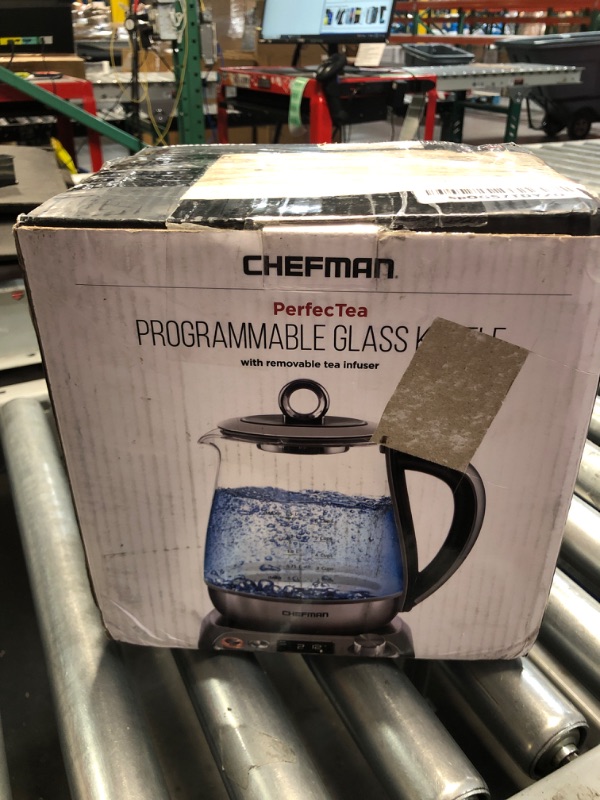 Photo 2 of ***USED - LIKELY MISSING PARTS - UNABLE TO TEST***
Chefman Digital Electric Glass Kettle, No.1 Kettle Manufacturer, Removable Tea Infuser Included, 8 Presets & Programmable Temperature Control, Auto Shutoff, Water Filter, 6+ Cup Capacity, 1.5 Liter Team I